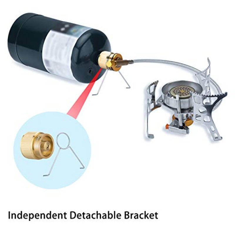 MaotaLife 캠핑 스토브 어댑터 - 1Lb 프로판 소형 탱크 입력 및 EN417 린달 밸브 출력 프로판 캐니스터 변환기 - 프리미엄 품질의 내구성 있는 구조 - 분리형 스탠드 포함(구리)