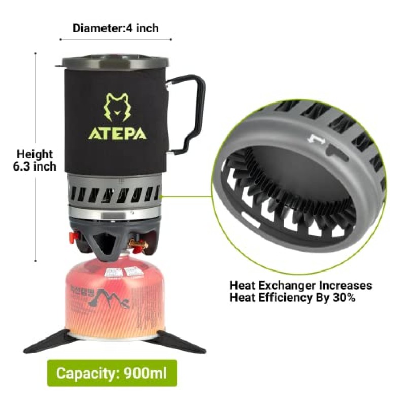 ATEPA 휴대용 배낭 스토브 0.9L/1.8L 야외 하이킹 사냥 낚시를위한 경량 캠핑 스토브 캠프 가스 스토브