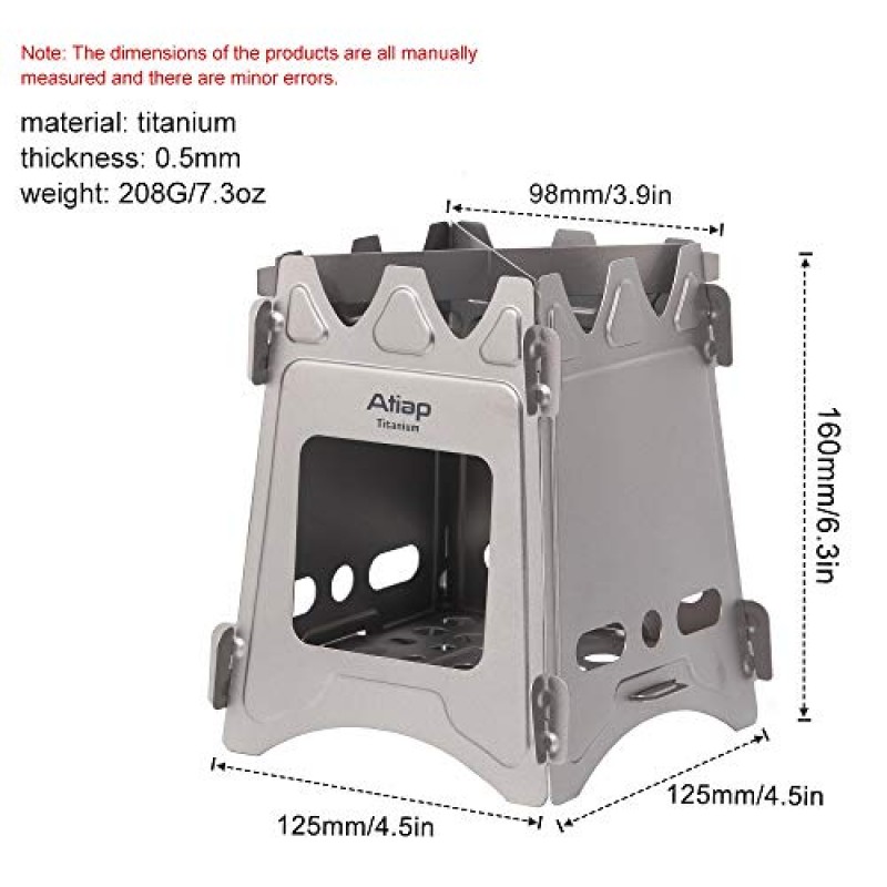 ATiAP 초경량 티타늄 장작 난로 야외 캠핑 다중 연료 알코올 스토브 바베큐 스토브 WS009ST-Ti (목재 굽기 스토브)