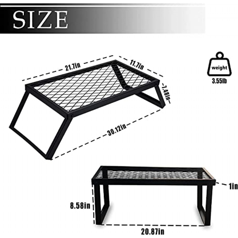 접이식 캠프파이어 그릴 창살, 파이어 핏 그릴 캠프파이어 그릴, 다리가 있는 야외 캠핑 그릴, 기본 피크닉 바베큐용 휴대용 오버 파이어 캠핑 그릴