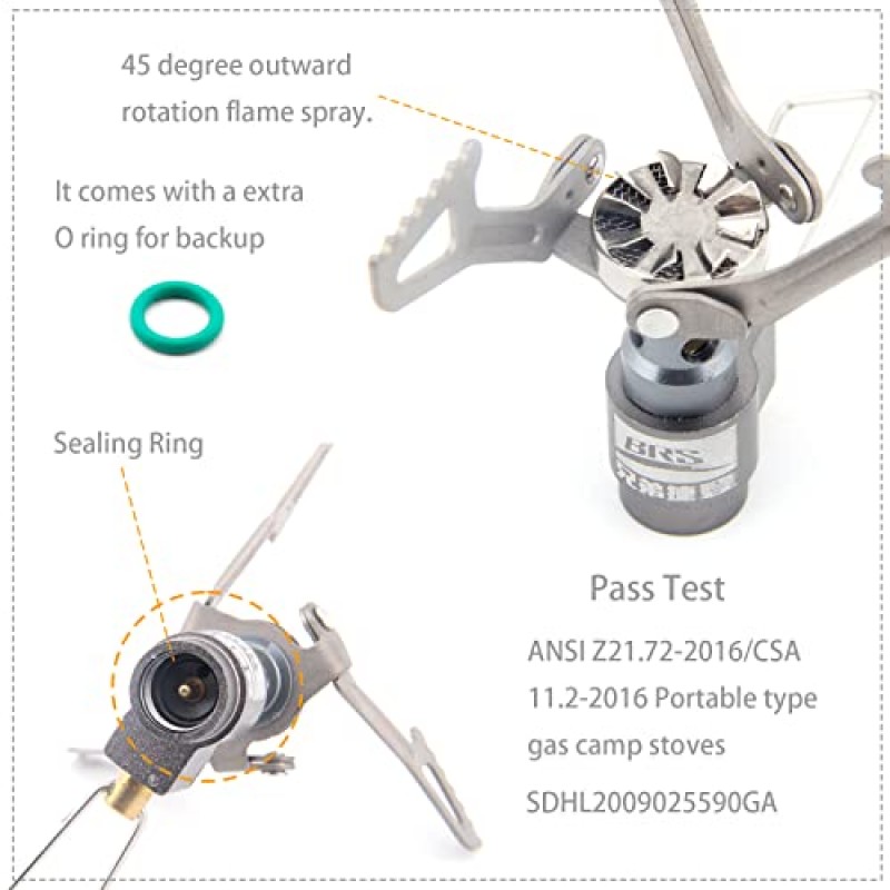 BRS 스토브 BRS 3000T 스토브 티타늄 초경량 배낭 스토브 휴대용 프로판 캠핑 스토브 가스 버너 캠프 스토브 전용 26g(추가 O 링 포함)(BRS-3000T 스토브)