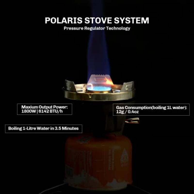 파이어 메이플 폴라리스 백패킹 스토브 | 마이크로 조절 밸브가 있는 휴대용 프로판 스토브 | 전기 제트 버너 냄비 세트 | 하이킹 낚시 트레킹 사냥 및 비상용으로 이상적인 캠프 온수기(블랙)