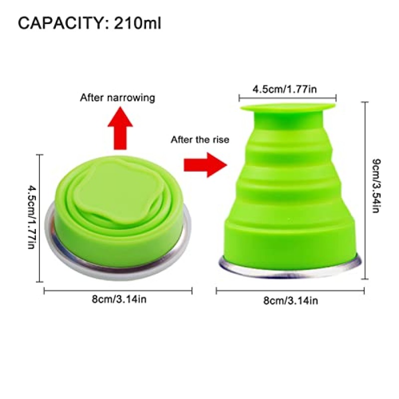 실리콘 접이식 여행용 컵, 뚜껑이 있는 4팩 접이식 실리콘 컵, 확장 가능한 마시는 컵 세트, 캠핑, 하이킹, 여행용 재사용 가능한 머그잔