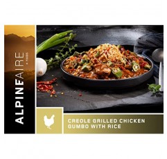 AlpineAire Foods 크리올 구운 치킨 검보(밥 포함), 동결 건조/건조, 메인 식사 파우치, 물만 추가, 블랙