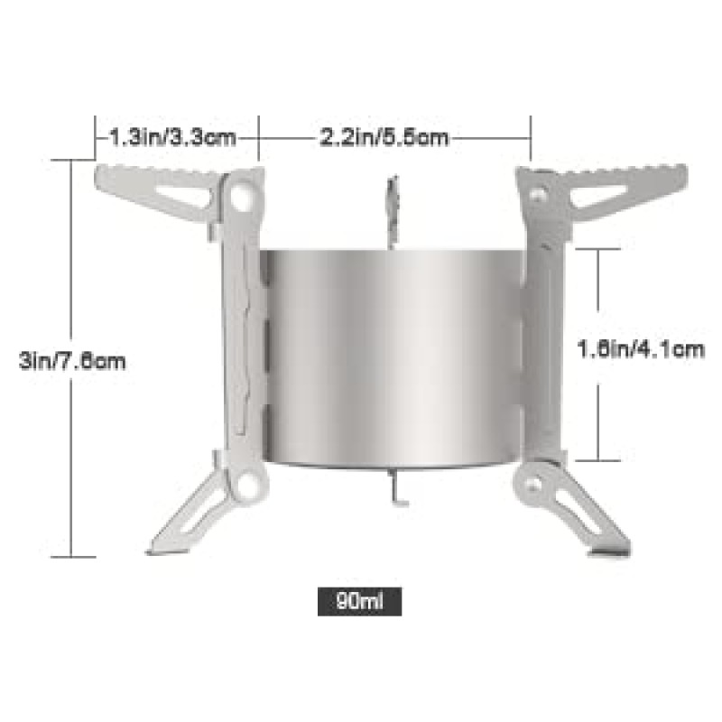 TIANDLIFE 알코올 버너 스피릿 캠프 스토브, 쿡탑 솔로 티타늄 스토브, 3온스 연료 저장 장치 포함