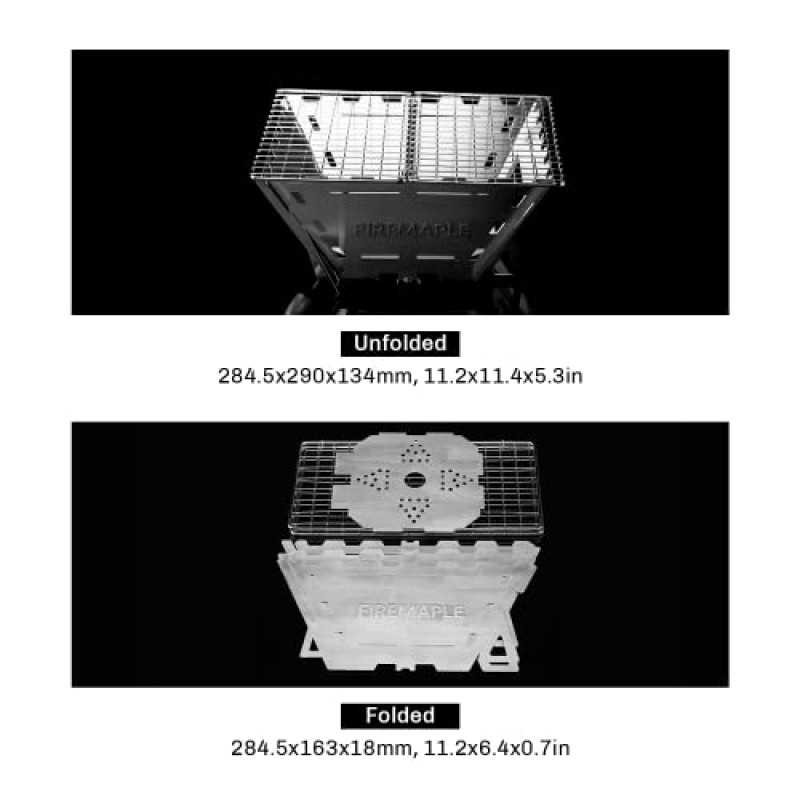 파이어 메이플 매버릭 우드 스토브 | 그릴과 휴대용 내구성 스테인레스 스틸 캠프 파이어 스토브 | 캠핑 배낭여행 하이킹 여행에 적합(스퀘어 버전)