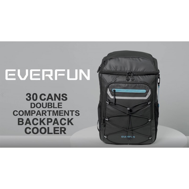 EVERFUN 쿨러 배낭 절연 누수 방지 30 캔, 2 개의 절연 구획이있는 쿨러 백 방수, 경량 하이킹 해변 점심 여행 캠핑 쿨러 남성용 및 여성용