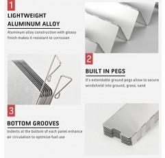 캠핑용 접이식 스토브 윈드스크린 스토브 앞유리 16 플레이트 캠핑 버너 앞유리 부탄 버너용 경량 캠프 스토브 윈드스크린 알루미늄 합금 그릴 바람 차단기