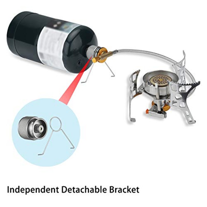 MaotaLife 캠핑 스토브 어댑터 – 1Lb 프로판 소형 탱크 입력 및 EN417 린달 밸브 출력 프로판 캐니스터 변환기 – 프리미엄 품질의 내구성 있는 구조 – 분리형 스탠드 포함