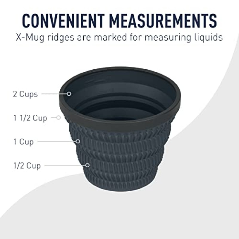 Sea to Summit X-시리즈 접이식 실리콘 쿨 그립 캠핑 음료 용기, 머그(16온스), 차콜