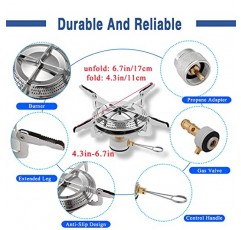 Caudblor 휴대용 캠핑 스토브 버너, 부탄 어댑터가 포함된 소형 배낭형 스토브, 휴대용 케이스가 포함된 경량 하이킹 스토브, 여행용 소형 프로판 캠프 스토브