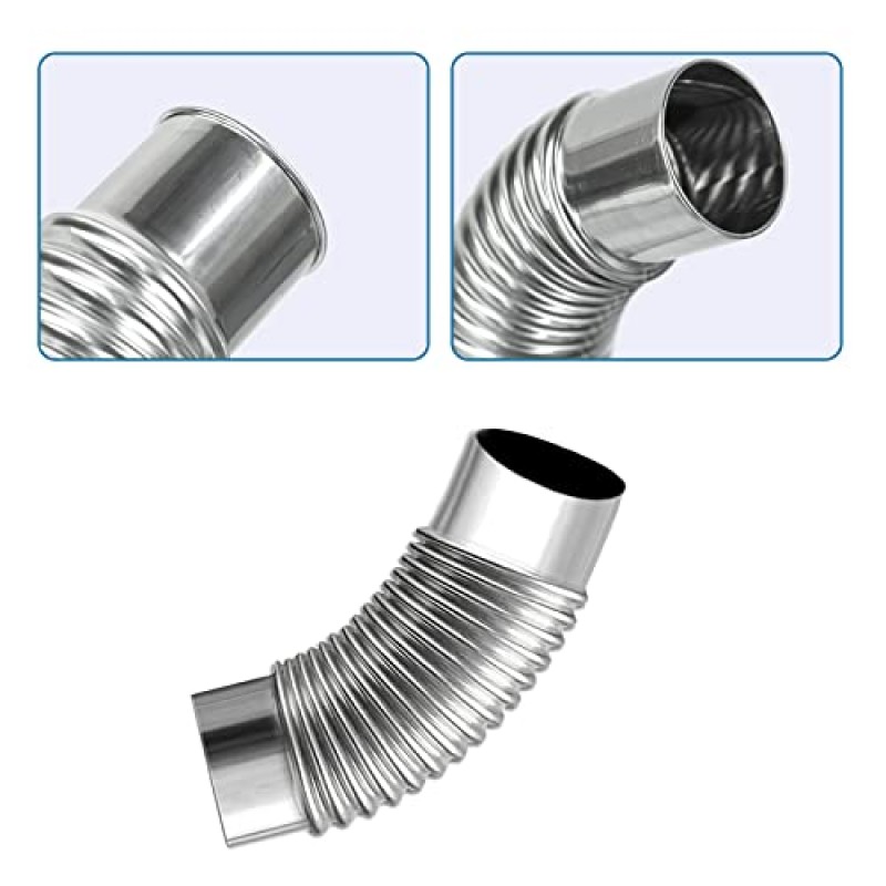 이글스 스토브 파이프 팔꿈치, (2팩, 45도) 용광로 팔꿈치, 야외 캠핑용 굴뚝 스테인레스 스틸 굴뚝 목재 스토브 액세서리 파이프 (직경 2.36in/6cm)