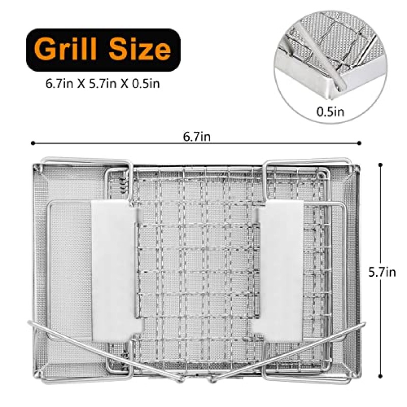 휴대용 캠핑 스토브 토스터 - 스테인레스 스틸 캠프 로스터 그릴 랙 스토브 탑 배낭 용 캠핑 토스터 접이식 캠프 파이어 가스 토스터 빵 토스트 바베큐 야외 하이킹을위한 미니 휴대용 홀더
