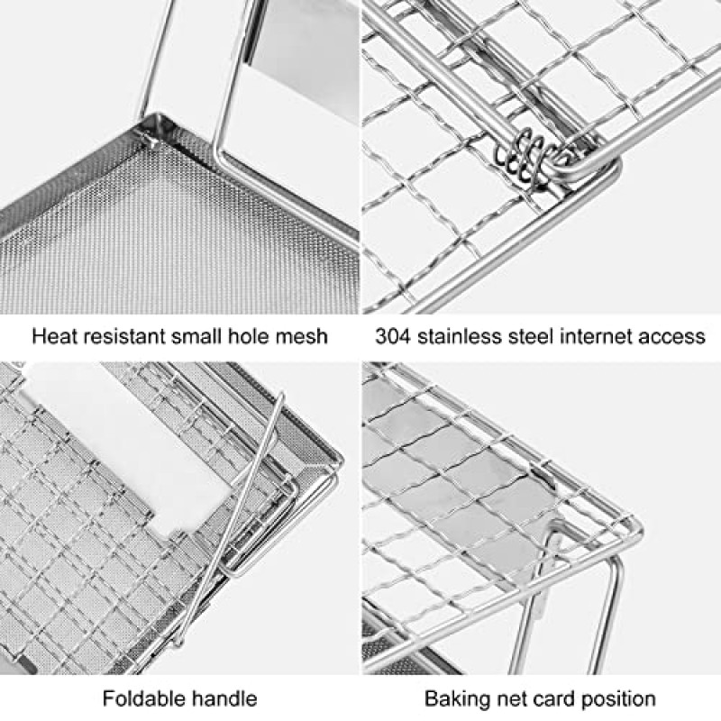휴대용 캠핑 스토브 토스터 - 스테인레스 스틸 캠프 로스터 그릴 랙 스토브 탑 배낭 용 캠핑 토스터 접이식 캠프 파이어 가스 토스터 빵 토스트 바베큐 야외 하이킹을위한 미니 휴대용 홀더