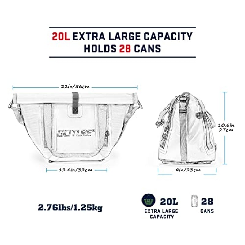 Goture 쿨러 백, 소프트 쿨러 절연 누출 방지, 휴대용 24 캔 소프트 양면 쿨러 백, 며칠 동안 얼음을 차갑게 유지, 캠핑, 하이킹, 낚시, 피크닉, 보트 타기, 해변용 여행용 쿨러 백