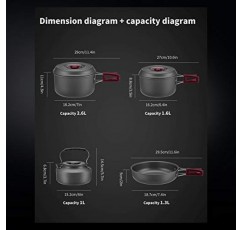 Bulin 13Pcs 캠핑 조리기구 키트, 붙지 않는 배낭 요리 세트, 가족 하이킹을 위한 야외 요리 장비, 피크닉 경량 조리기구 세트(주전자, 냄비, 프라이팬, BPA 프리 그릇, 접시, 스푼)