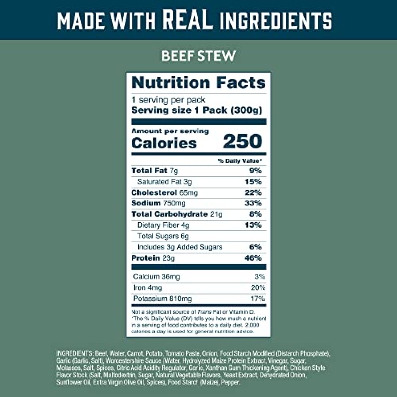 모아나 뉴질랜드 비프 스튜 차량용 캠핑 식품 5팩 - 고단백 글루텐 무함유 즉시 섭취 가능 캠프 배낭 여행 음식, 모험 하이킹 배낭 여행 식사 영양 생존 응급 비상 건조 식품