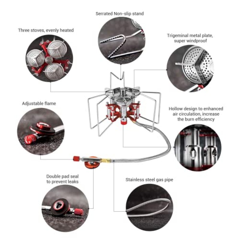 Bulin 배낭 캠핑 스토브, 5800W 휴대용 접이식 경량 캠프 가스 스토브, 야외, 하이킹, 캐리 백 포함 단일 조절 식 포켓 비상 생존 요리 버너 키트