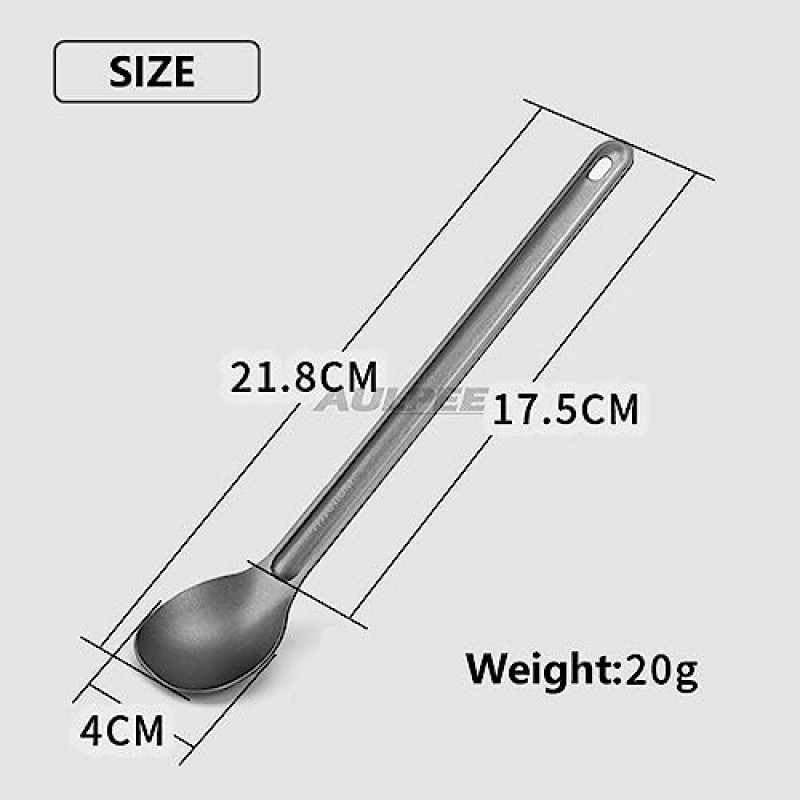 Aulpee 티타늄 롱 핸들 스포크 및 스푼 세트로 캠핑 경험을 향상시키고 수프 스푼 및 친환경 커피 스푼 포함, 야외 활동에 적합(회색)