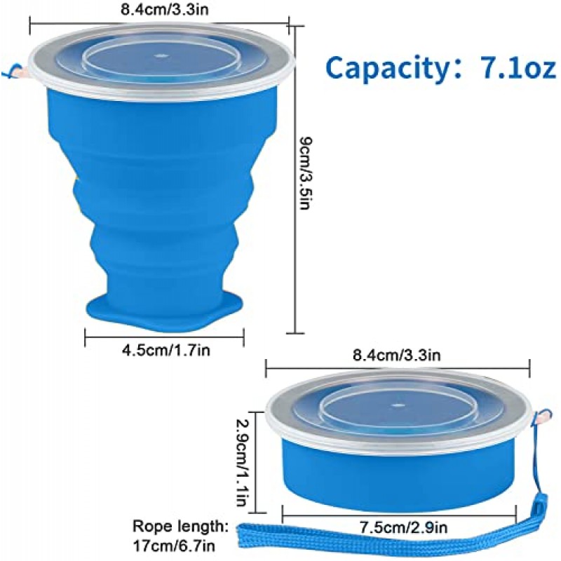 Guyuyii Ultimate Collapsible Cup 4-pk - 7.1온스 실리콘 접이식 컵의 자유를 경험하세요 - 이동 중에도 편리함을 누리세요 - 모험을 위한 접이식 컵: 여행, 캠핑, 하이킹