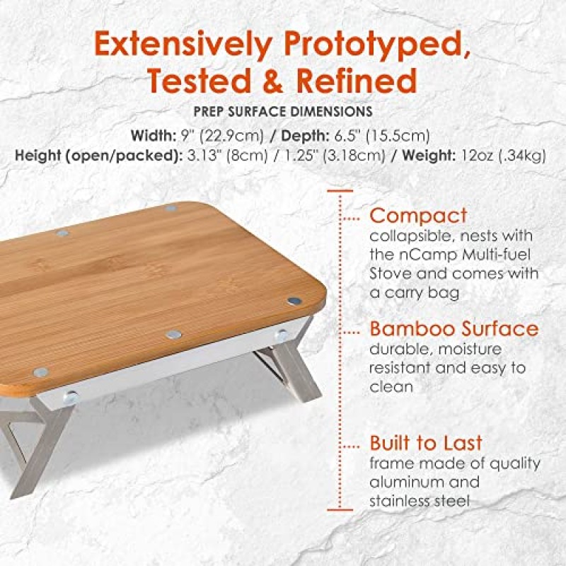 nCamp 범용 휴대용 야외 캠핑 하이킹 및 배낭 여행을 위한 높은 준비 도마 표면