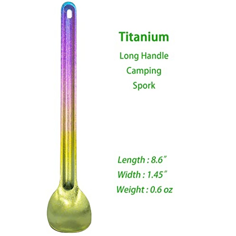 DZRZVD 티타늄 롱 헨델 스포크 및 스푼, 8.6