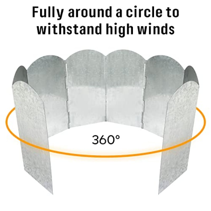 KOMCLUB 접이식 캠핑 스토브 윈드스크린 야외 바람 차단기 8 플레이트 업그레이드된 더 두꺼운 경량 소형 캠핑 스토브 휴대용 가방이 포함된 앞유리 휴대용 캠프 스토브 윈드 스크린(30*124CM)