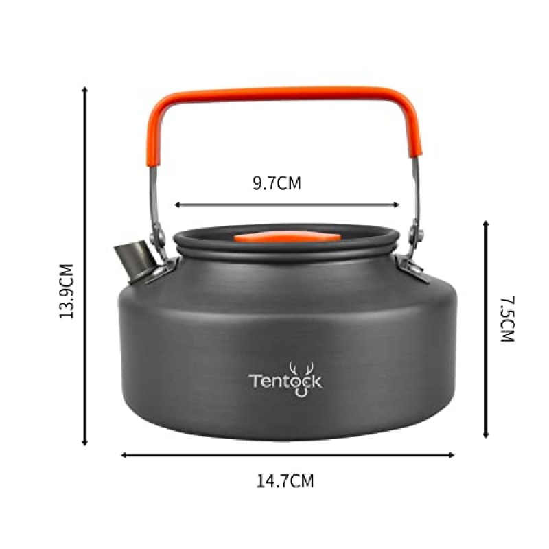 Tentock 캠핑 주전자 배낭 소형 차 주전자 1.1L 캠핑 피크닉 배낭 하이킹을위한 경량 알루미늄 물 주전자 커피 주전자