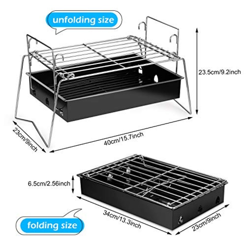 캠핑 그릴, 캠핑용 그릴 접이식 및 경량 강철 메쉬 바베큐 그릴 도구, 야외 캠핑, 요리, 하이킹, 테일게이팅, 배낭여행 및 파티용 휴대용 캠핑 그릴