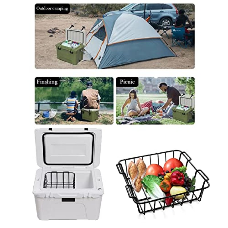 YETI Tundra 50 또는 65와 호환되는 쿨러 바구니, Igloo Cooler 액세서리 Cabela의 60QT, Igloo Cooler 52QT, Ozark Trail 52QT, Pelican Elite(45 & 70) 등과 호환 가능, 음식을 건조하게 유지하는 쿨러.