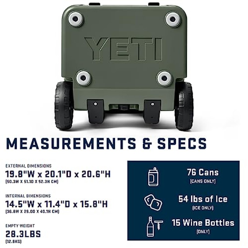 접이식 잠망경 손잡이가 있는 YETI Roadie 48 바퀴 달린 쿨러