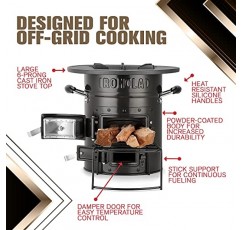 Ironclad 공급 로켓 스토브 – 비상 대비, 생존, 오프 그리드 생활 용품을 위한 캠핑 목재 스토브 – 캔버스 보관 가방 및 연료 지원 시스템을 갖춘 휴대용 장작 난로
