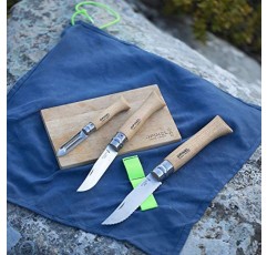 Opinel Nomad 캠핑 주방 기구 키트, No.12 톱니 모양 칼, No. 10 코르크나사 칼, No. 6 필러, 도마 포함