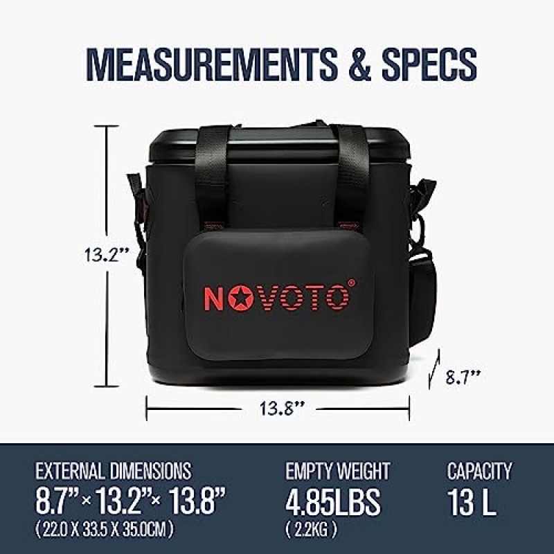 Novoto 마그네틱 백 쿨러 20 캔, 드라이 백이 포함된 누수 방지 절연 소프트 쿨러, 남성용 및 여성용 방수 아이스 박스, 해변, 점심, 피크닉, 카약, 자동차, 캠핑을 위한 한 손으로 빠른 액세스