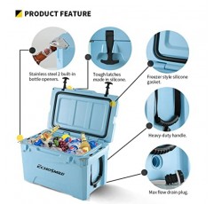 EchoSmile 25/30/35/40/75 쿼트 회전 성형 쿨러, 5일용 Protale 아이스 쿨러, 바비큐, 캠핑, 피크닉 및 기타 야외 활동을 위한 아이스 체스트 슈트