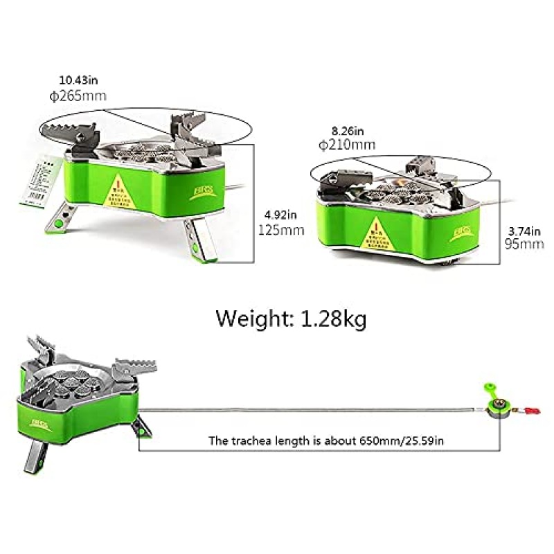 BRS 9800W 캠핑 스토브, 휴대용 배낭 여행용 프로판 부탄 강력한 야외 버너 야외 하이킹 피크닉 주방 비상 스토브(BRS-71)용 방풍 가스 스토브