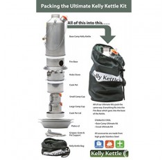 Kelly Kettle Ultimate Scout 키트 41온스 스테인레스 스틸 캠프 주전자, 휘파람이 있는 경량 캠핑 주전자, 낚시, 사냥, 하이킹, 생존 장비용 캠프 스토브