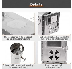 MC TOMOUNT 텐트 스토브 휴대용 목재 굽기 스토브 캠핑 사냥을위한 304 스테인레스 스틸 6 피트 파이프 포함