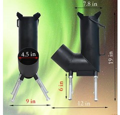 손잡이가 있는 로켓 스토브, 파이어 포커와 집게가 있는 휴대용 장작 캠핑 스토브입니다. 대형 연료실이 있는 장작불 로켓 스토브 야외 요리에 가장 적합합니다. 텐트 히터 및 비상.