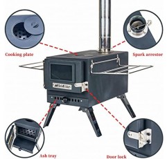 SoloWilder 대형 캠핑 텐트 스토브 야외 요리 난방을위한 휴대용 탄소강 목재 굽기 스토브