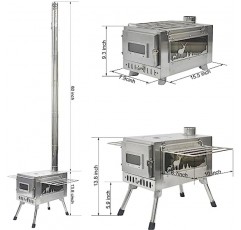야외 장작 난로, 요리, 캠핑, 텐트, 하이킹, 낚시, 배낭 여행을 위한 굴뚝 파이프가 있는 휴대용
