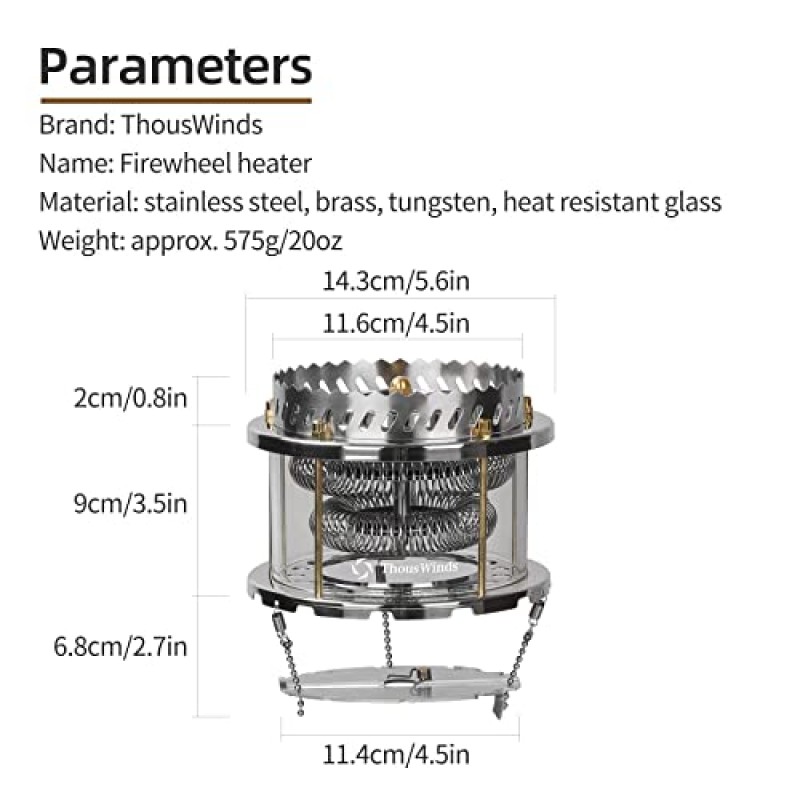 ThousWinds 가스 캠핑 히터, 야외 미니 스토브, 배낭 스토브 휴대용 부탄 스토브 운반 케이스가 있는 경량 하이킹 스토브