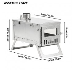 Ti 미니 0.6 휴대용 경량 티타늄 스토브, 야외 캠핑 핫 텐트 스토브(스토브 파이프 6.56ft/2m)