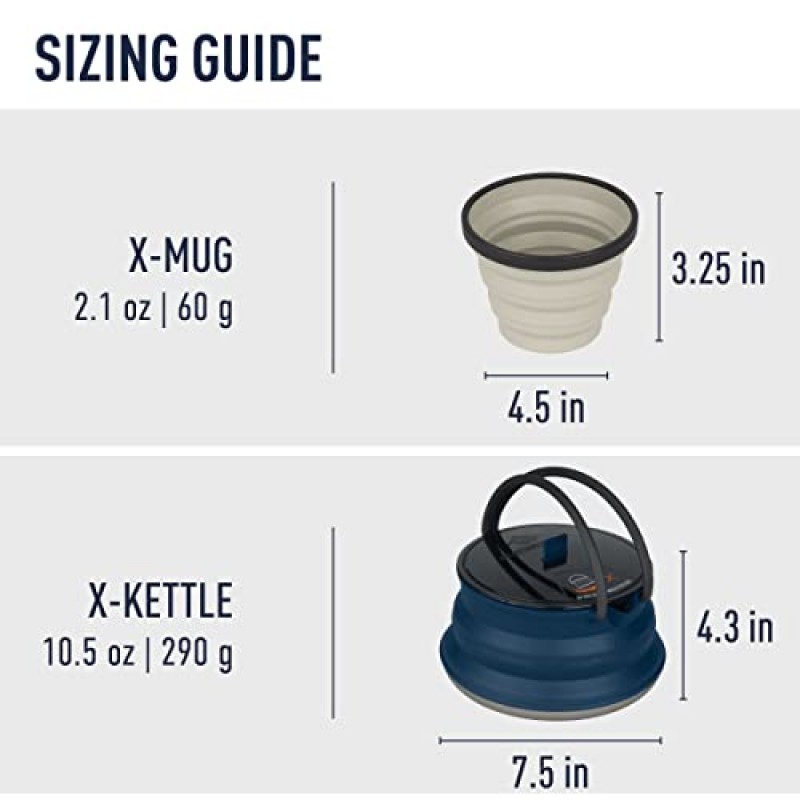 배낭 여행 및 캠핑을 위한 Sea to Summit X-Pot 접이식 주전자 및 머그 세트