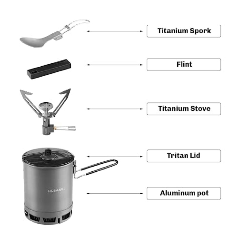 Fire Maple Petrel 휴대용 스토브 초경량 요리 시스템, 경량, 빠른 끓는 기능, 정확한 이중 눈금 디자인, 야외 활동, 캠핑 및 여행용
