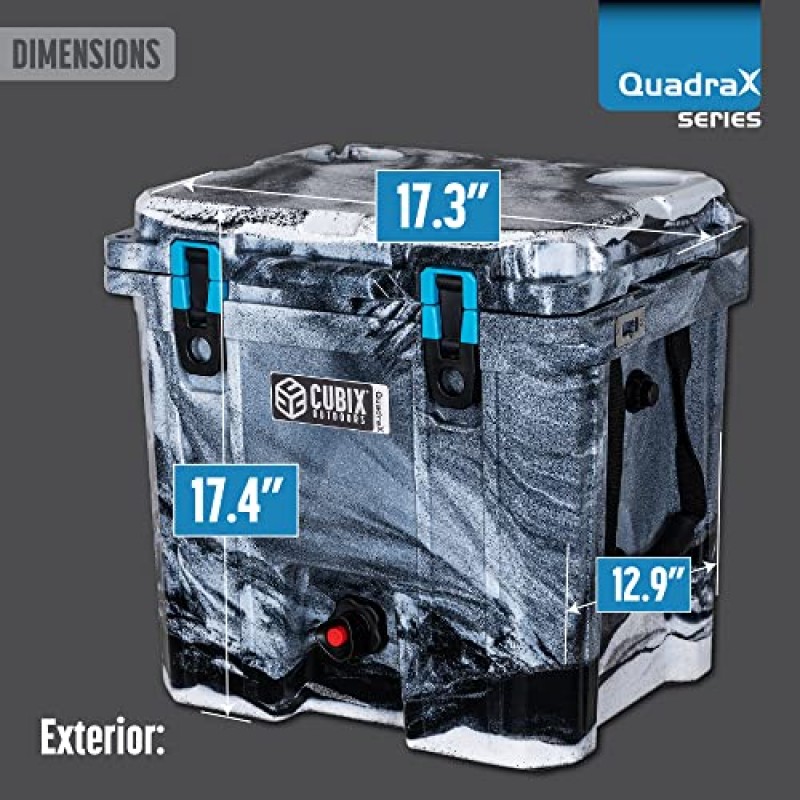 Cubix Outdoors QuadraX 5 갤런 파티, 캠핑, 해변용 회전 성형 휴대용 음료 디스펜서 | 물 주전자 또는 스포츠 음료 냉각기로 사용 | 냉장보관 5일