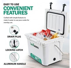 Landworks Rotomolded Ice Cooler 20QT(업그레이드) 최대 5일 얼음 보존 상업 등급 식품 안전 드라이 아이스 호환 UV 보호 15mm 개스킷 병따개 로우 프로파일 래치