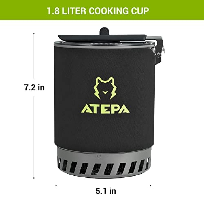 ATEPA 휴대용 배낭 스토브 0.9L/1.8L 야외 하이킹 사냥 낚시를위한 경량 캠핑 스토브 캠프 가스 스토브