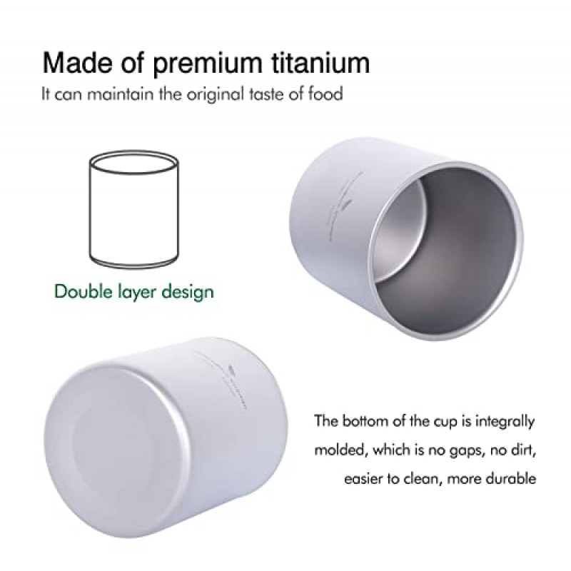 무한 항해 이중 벽으로 둘러싸인 티타늄 컵 절연 머그컵 안티 scalding 야외 캠핑 식기 120ml 180ml 300ml 450ml (4 PCS)