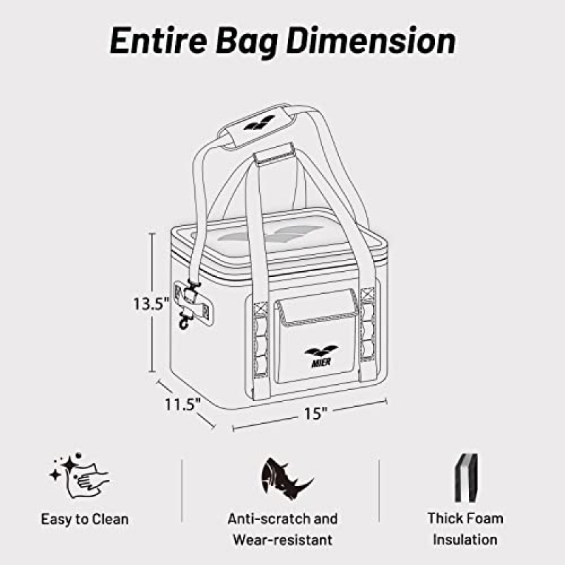 MIER 소프트 쿨러 8 캔/30 캔 방수 절연 소프트 사이드 쿨러 백 Learkproof 휴대용 소프트 팩 쿨러 카약 보트 캠핑 식료품 하이킹 해변 피크닉 낚시
